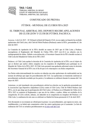 Comunicado del TAS 