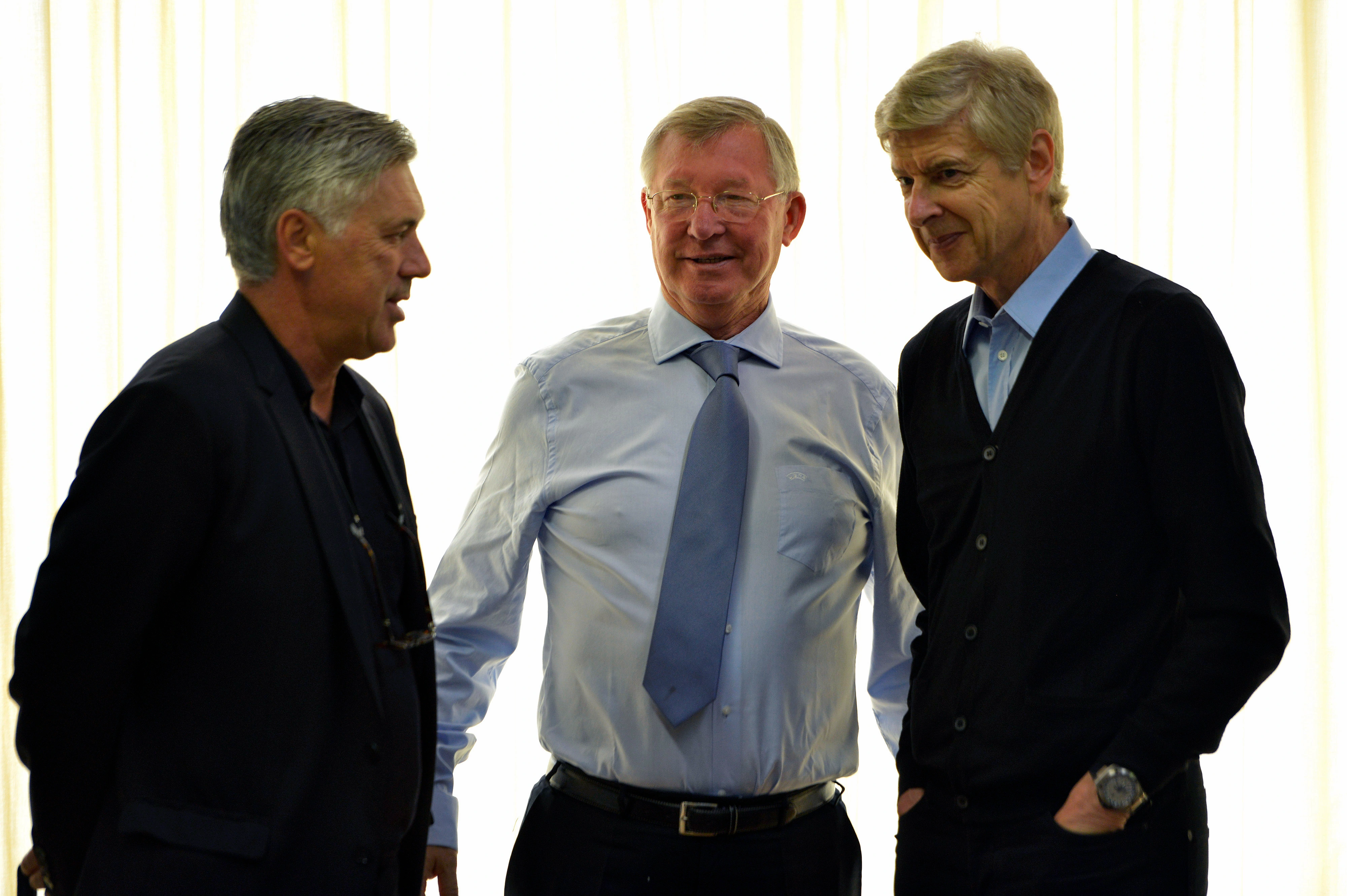 Carlo Ancelotti, Sir Alex Ferguson y Arsene Wenger