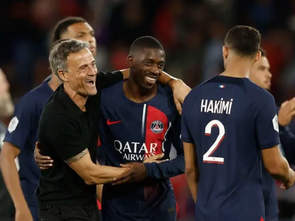 Luis Enrique y Ousmane Dembélé