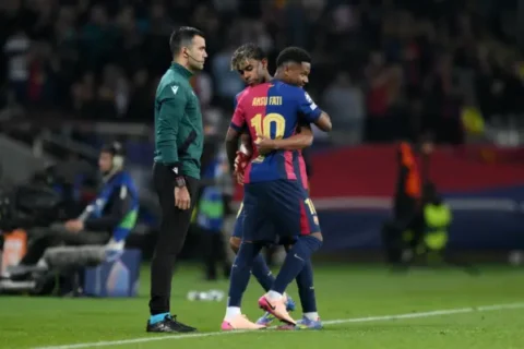 Ansu Fati y Lamine Yamal (Photo by David Ramos/Getty Images)