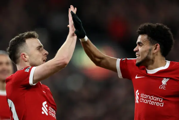 Diogo Jota y Luis Díaz (Photo by Clive Brunskill/Getty Images)